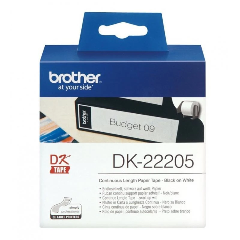3295-brother-ruban-noir-blanc-62mm-papier-adhesif-dk22205-DK22205-linksolutions-ma Brother DK22205 Ruban Noir Blanc 62mm Papier Adhesif – Image 1