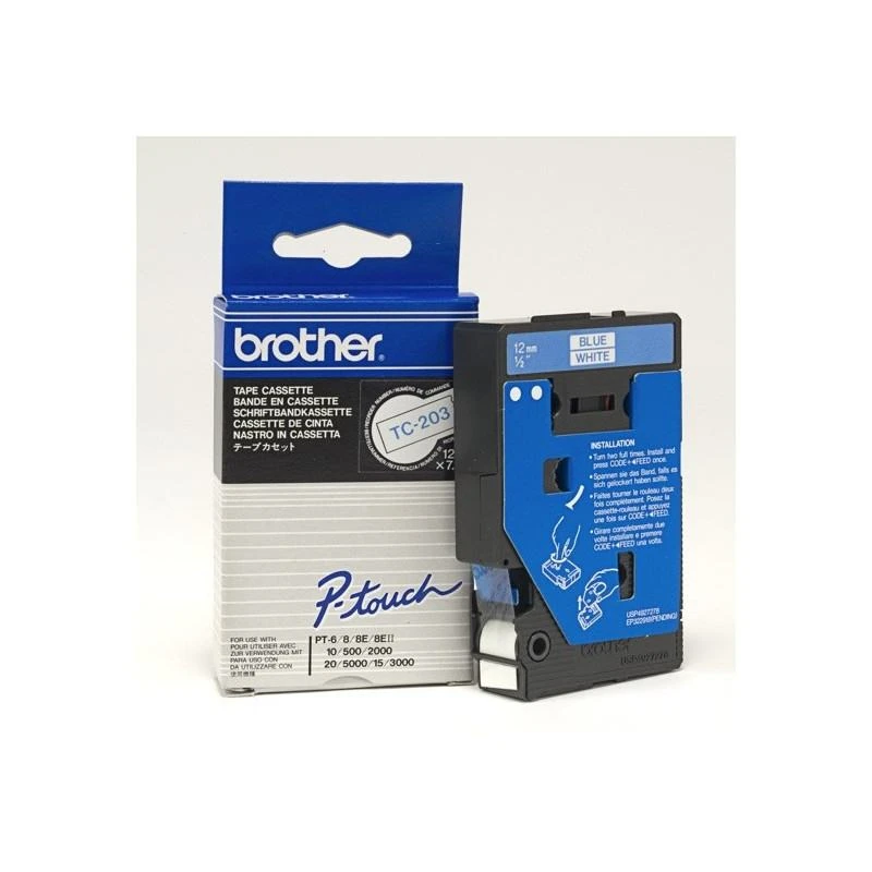 9072-brother-tc203-p-touch-bleue-sur-blanc-12mm-x-7m-TC203-linksolutions-ma Brother TC203 P-Touch Bleue Sur Blanc 12mm X 7m – Image 1