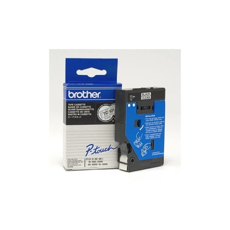 9075-brother-tc101-p-touch-noire-sur-transparent-12mm-x-7m-TC101-linksolutions-ma Brother TC101 P-Touch Noire Sur Transparent 12mm X 7m – Image 1