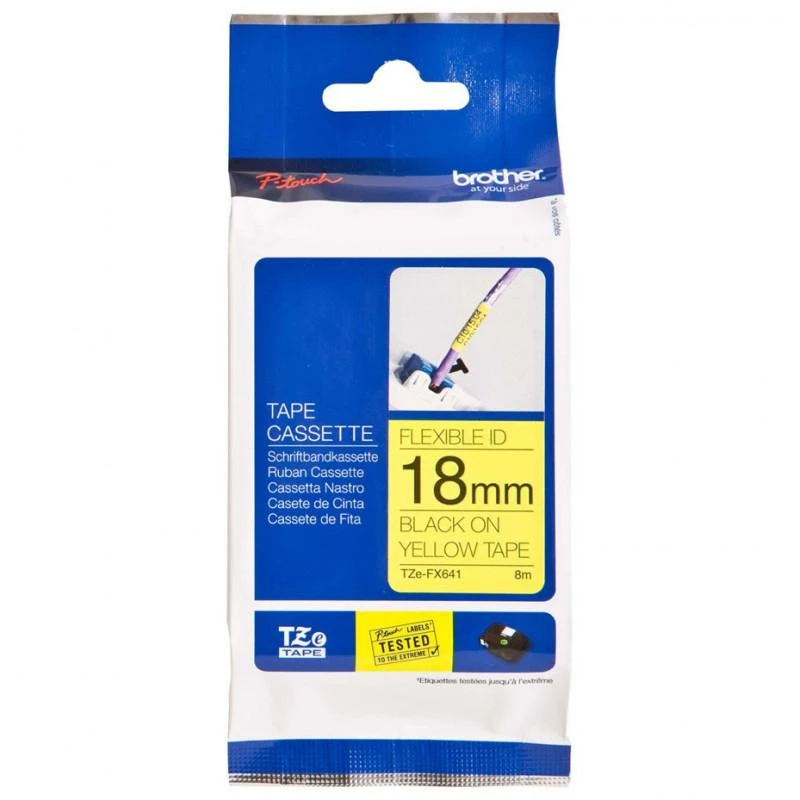 9085-brother-tzefx641-noire-sur-jaune-laminat-18mm-x-8m-TZeFX641-linksolutions-ma Brother TZeFX641 Noire Sur Jaune 18mm – Image 1