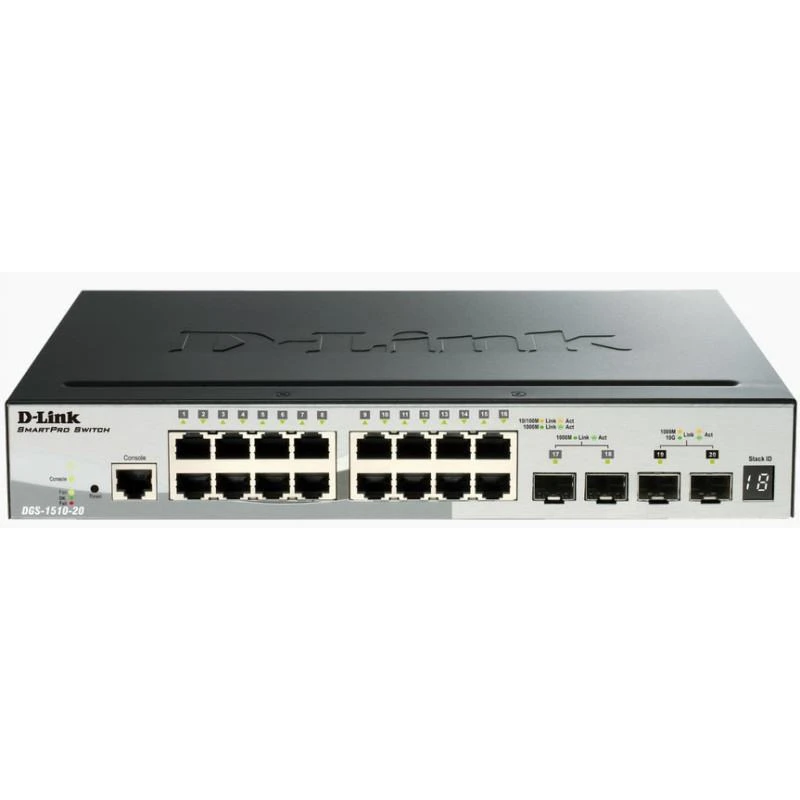 11475-d-link-dgs-1510-20-commutateur-reseau-gere-l3-gigabit-ethernet-10-100-1000-noir-DGS-1510-20-linksolutions-ma (2) D-link DGS-1210-28P Web Smart Switch 24-Port 10/100/1000BaseT PoE + 4 Gigabit SFP Ports 193W PoE Budget – Image 1