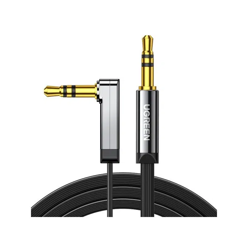 18646-ugreen-10599-cable-audio-2-m-35mm-noir-10599-linksolutions-ma Câble Ugreen 10599 Cableaudio Jack 3.5mm Male Vers Male Plat A Angle Cable2M – Image 1