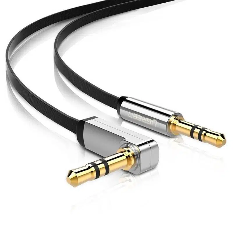 18652-ugreen-10597-cable-audio-1-m-35mm-noir-10597-linksolutions-ma Câble Ugreen 10597 Cableaudio Jack 3.5mm Male Vers Male Plat A Angle Cable1M – Image 1