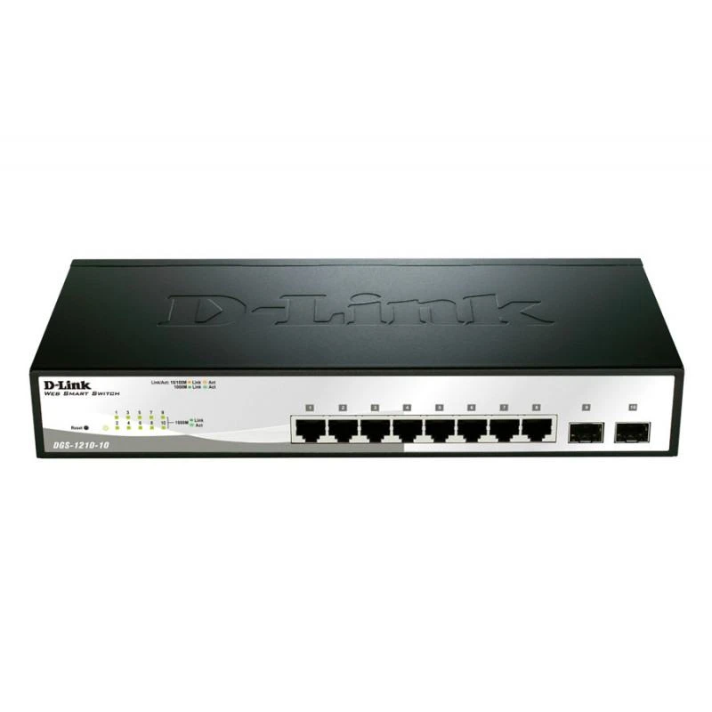 8124-d-link-web-smart-swicth-8-port-10-100-1000base-t-ports-2-sfp-ports-dgs-1210-10-e-DGS-1210-10E-linksolutions-ma D-link DGS-1210-10/E Web Smart Swicth 8 Port 10/100/1000Base-T Ports + 2 SFP Ports – Image 1