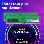 Barrette mémoire Crucial 4Go DDR4 – 2666 UDIMM (CT4G4DFS8266) – Image 2