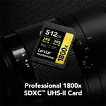 Carte mémoire SD LEXAR 1800X 512GB UHS-II 280MB/s 205MB/s (LSD1800512G-BNNNG) – Image 2