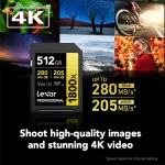 Carte mémoire SD LEXAR 1800X 512GB UHS-II 280MB/s 205MB/s (LSD1800512G-BNNNG) – Image 4
