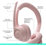 Casque Bluetooth Logitech Zone 300 Rose (981-001412) – Image 4