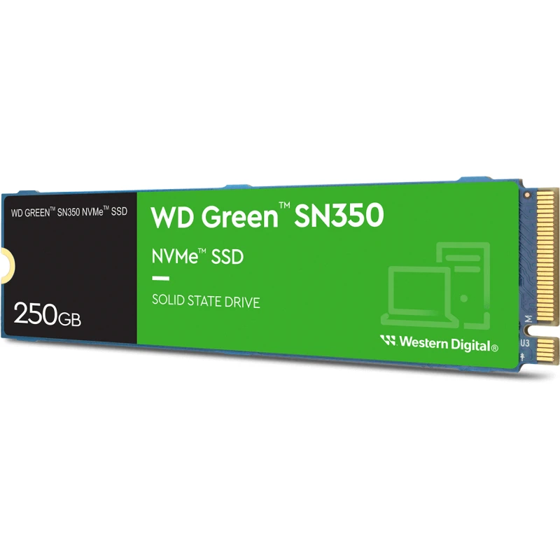 Disque dur WD Green interne SSD SN350 M.2 2280 PCIe Gen3 x4 NVMe 250Go (WDS250G2G0C) – Image 1