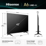 Smart TV Hisense 43″ UHD 4K VIDAA – Téléviseur connecté intelligent (HIS43A6Q) – Image 2