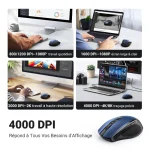 Ugreen 15064 Souris Sans Fil Design Ergonomique 2.4 GHZ 15M Bleu – Image 3